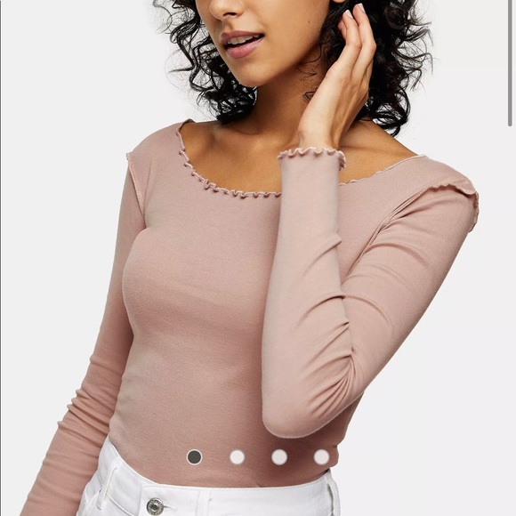 Topshop long sleeve crop top in taupe